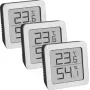 TFA Dostmann 95.2019.54 termo-higrómetro digital set de 3 para control del clima interior, blanco/plata