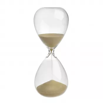 TFA Dostmann reloj de arena dorado, transparente, 5 minutos, vidrio, tapas negras 18.6009.53.90