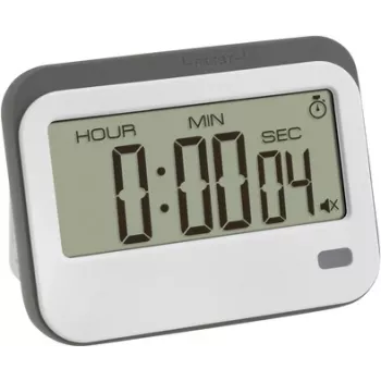 TFA Dostmann 38.2052.02 temporizador digital con cronómetro y alarma, blanco/gris