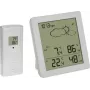 TFA Dostmann CLEAR estación meteorológica inalámbrica con sensor exterior, previsión 12-24 h, reloj radiocontrolado, negra 35.1168.02