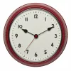 TFA Dostmann 60.3541.05 reloj de pared radiocontrolado, redondo, carcasa de metal roja, tapa de cristal, 240 mm de diámetro