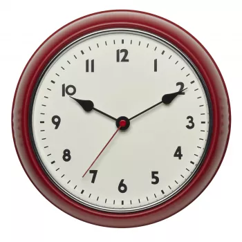 TFA Dostmann 60.3541.05 reloj de pared radiocontrolado, redondo, carcasa de metal roja, tapa de cristal, 240 mm de diámetro
