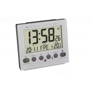 TFA Dostmann 60.2561.55 despertador radiocontrolado plata