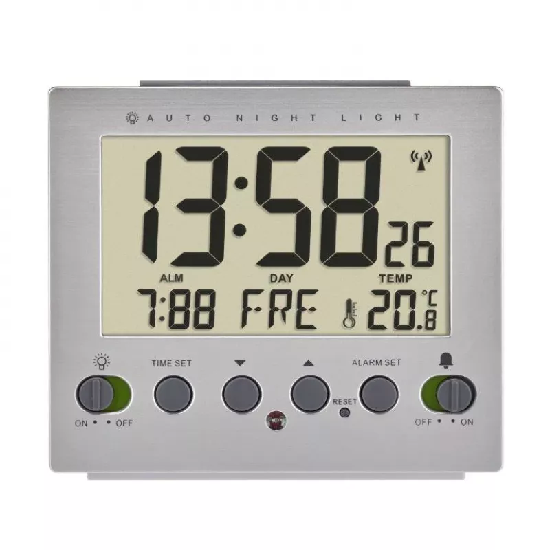 TFA Dostmann 60.2561.55 despertador radiocontrolado plata