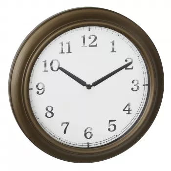 TFA Dostmann 60.3066.53 Reloj de pared exterior de metal - cuarzo, latón, resistente a las salpicaduras, 387 mm, pantalla grande