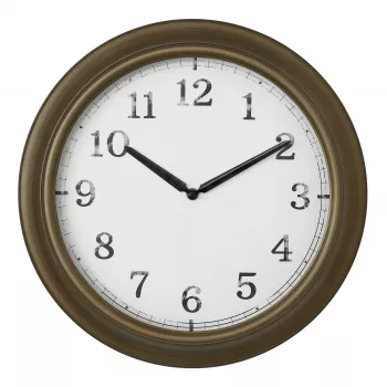 TFA Dostmann 60.3066.53 Reloj de pared exterior de metal - cuarzo, latón, resistente a las salpicaduras, 387 mm, pantalla grande