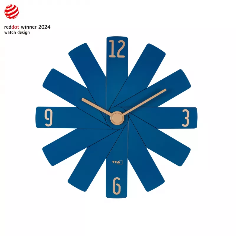 TFA Dostmann 60.3020.06 Reloj de pared azul medianoche con segundero silencioso 400 mm
