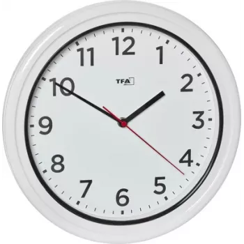 TFA Dostmann 60.3078.02 Reloj de pared exterior de cuarzo blanco resistente a las salpicaduras