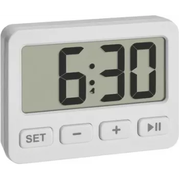 TFA Dostmann 60.2036.02 Despertador de cuarzo blanco