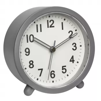 TFA Dostmann 60.1043.10 Despertador de cuarzo gris con movimiento silencioso y alarma crescendo