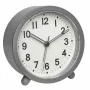 TFA Dostmann 60.1043.10 Despertador de cuarzo gris con movimiento silencioso y alarma crescendo