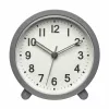 TFA Dostmann 60.1043.10 Despertador de cuarzo gris con movimiento silencioso y alarma crescendo