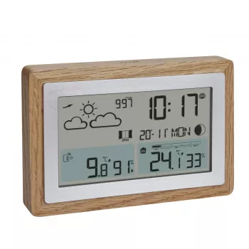 TFA Dostmann OAK Estación meteorológica inalámbrica con marco de roble y sensor exterior 35.1167.54