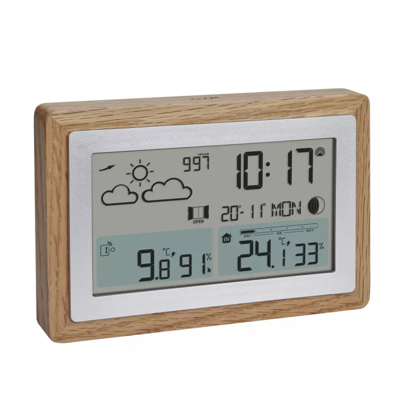 TFA Dostmann OAK Estación meteorológica inalámbrica con marco de roble y sensor exterior 35.1167.54