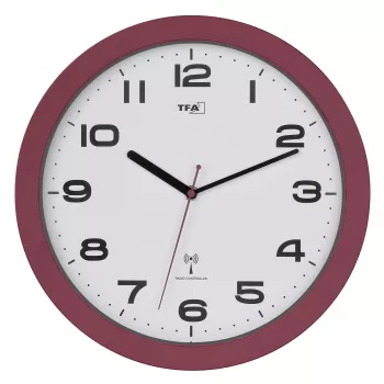 TFA Dostmann 60.3554.05 Reloj de pared inalámbrico, rojo, 320 mm de diámetro