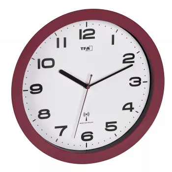 TFA Dostmann 60.3554.05 Reloj de pared inalámbrico, rojo, 320 mm de diámetro