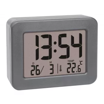 TFA Dostmann 60.2044.10 Despertador de cuarzo gris con alarma única