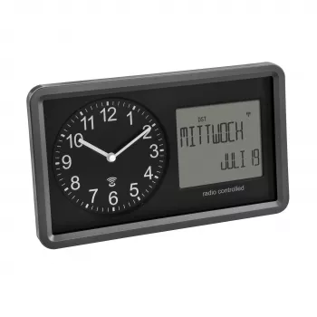 Reloj de pared inalámbrico TFA Dostmann 60.3552.01 negro