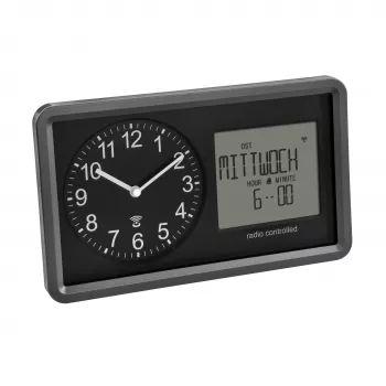 Reloj de pared inalámbrico TFA Dostmann 60.3552.01 negro