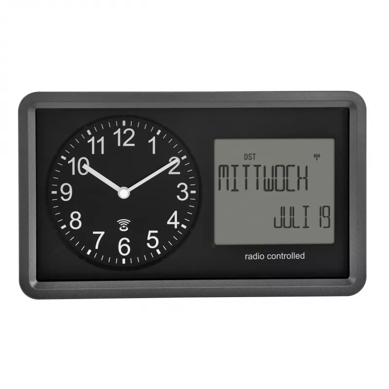 Reloj de pared inalámbrico TFA Dostmann 60.3552.01 negro