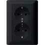 Toma Schuko Gira System 55, 2 tomas, negra, placa completa 0783005