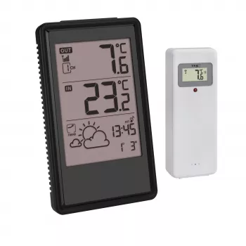 Estación meteorológica inalámbrica TFA Dostmann 35.1170.01 con previsión de 6-12 horas, temperatura y humedad interior/exterior, reloj radiocontrolado, compatible con hasta 3 sensores