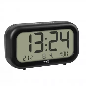 Despertador de cuarzo TFA Dostmann 60.2052.01 negro alarma extraluida pantalla grande