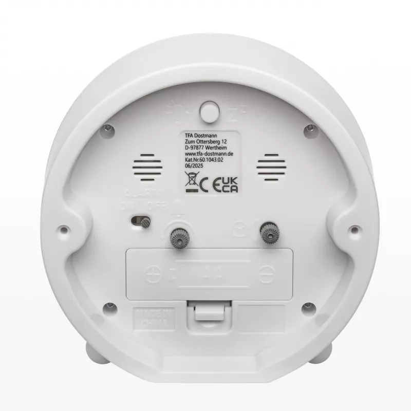 Despertador de cuarzo TFA Dostmann 60.1043.02 blanco con segundero continuo