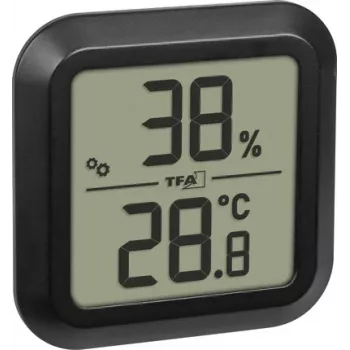 Termohigrómetro digital TFA Dostmann para empotrar, negro 30.5061.01