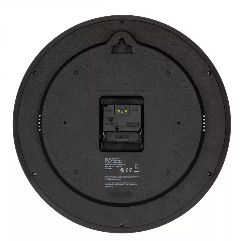 Reloj de pared inalámbrico TFA Dostmann 60.3554.10 320 mm antracita con segundero continuo
