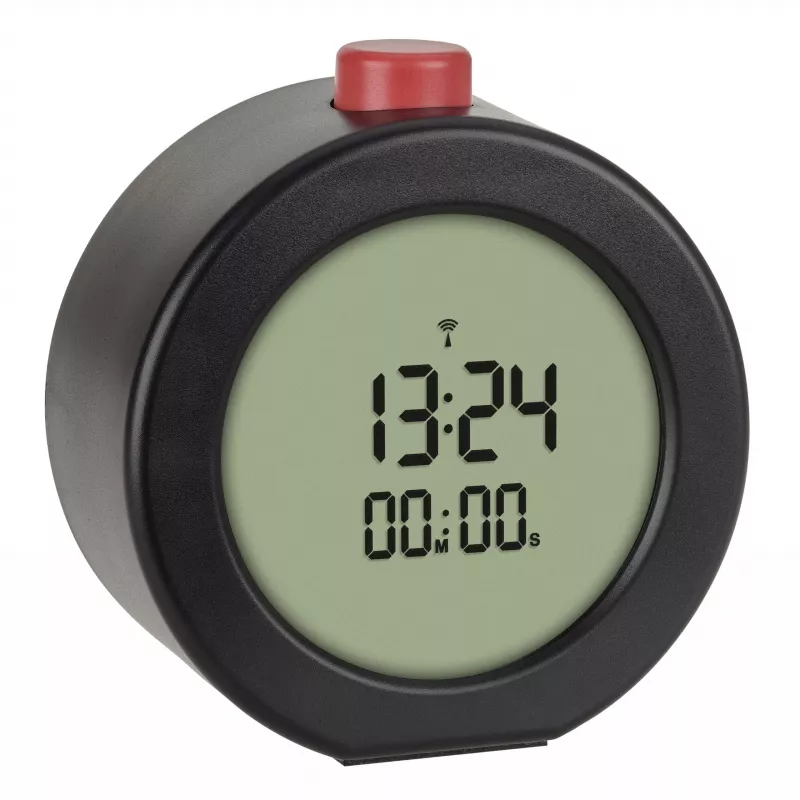 TFA Dostmann 60.2569.01 Despertador radiocontrolado, pantalla grande, temporizador, negro/rojo