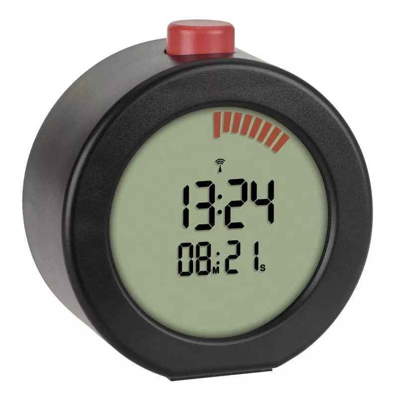 TFA Dostmann 60.2569.01 Despertador radiocontrolado, pantalla grande, temporizador, negro/rojo