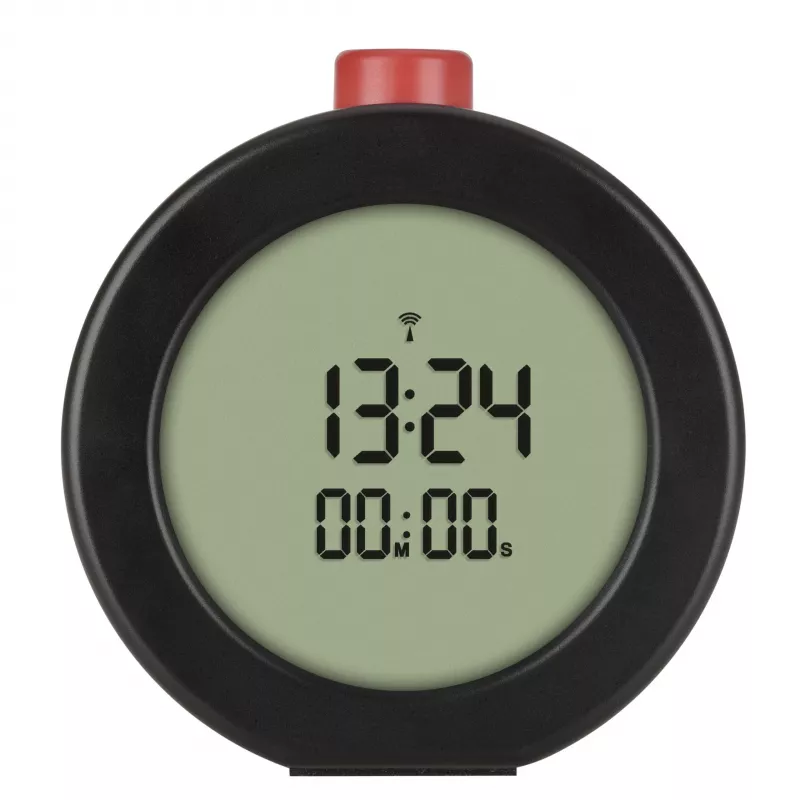 TFA Dostmann 60.2569.01 Despertador radiocontrolado, pantalla grande, temporizador, negro/rojo