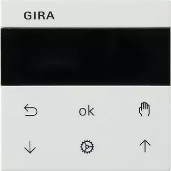 Gira System 55 Temporizador de persiana/estor con pantalla, blanco puro brillante 536627