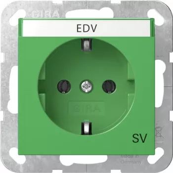 Gira 4457107 toma Schuko con tapa abatible, protección contra contacto reforzada, System 55, verde