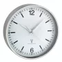 TFA DOSTMANN reloj de pared inalámbrico 60.3503.02, 195 mm de diámetro, marco de aluminio, esfera blanca, plata