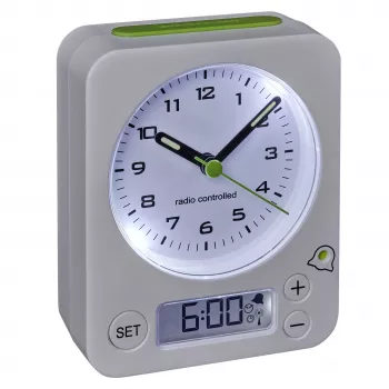 TFA Dostmann Despertador radiofónico 60.1511.02 blanco con manecillas luminosas
