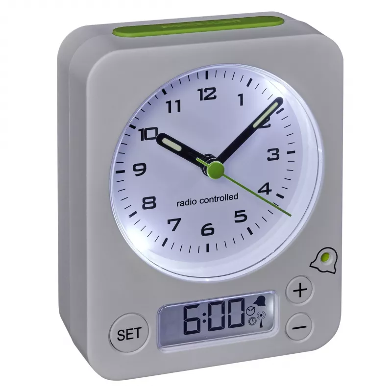 TFA Dostmann Despertador radiofónico 60.1511.02 blanco con manecillas luminosas