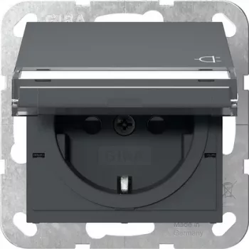 Gira 455728 Toma de corriente SCHUKO con tapa abatible y protección contra contactos elevada, System 55, blanco puro