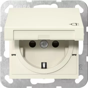 GIRA 441401 Toma de corriente SCHUKO con tapa abatible, System 55, blanco crema