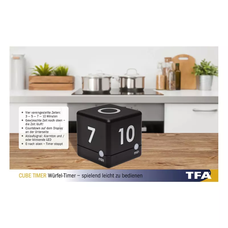 TFA Dostmann 38.2040.01 Temporizador de cocina digital negro-blanco