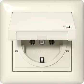 Gira 415701 Toma de corriente SCHUKO con tapa abatible, IP44, blanco puro