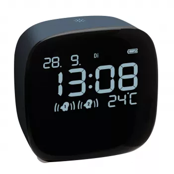 TFA Dostmann 60.2034.06 Despertador de cuarzo azul noche con 2 alarmas