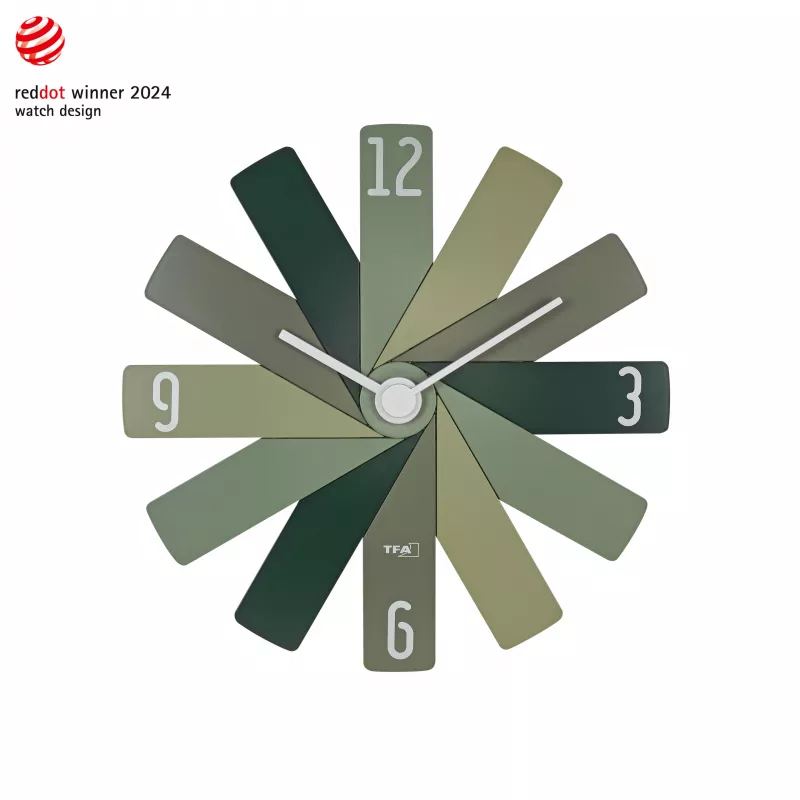 TFA Dostmann 60.3020.04 Reloj de pared de cuarzo 400 mm verde oliva segundero deslizante