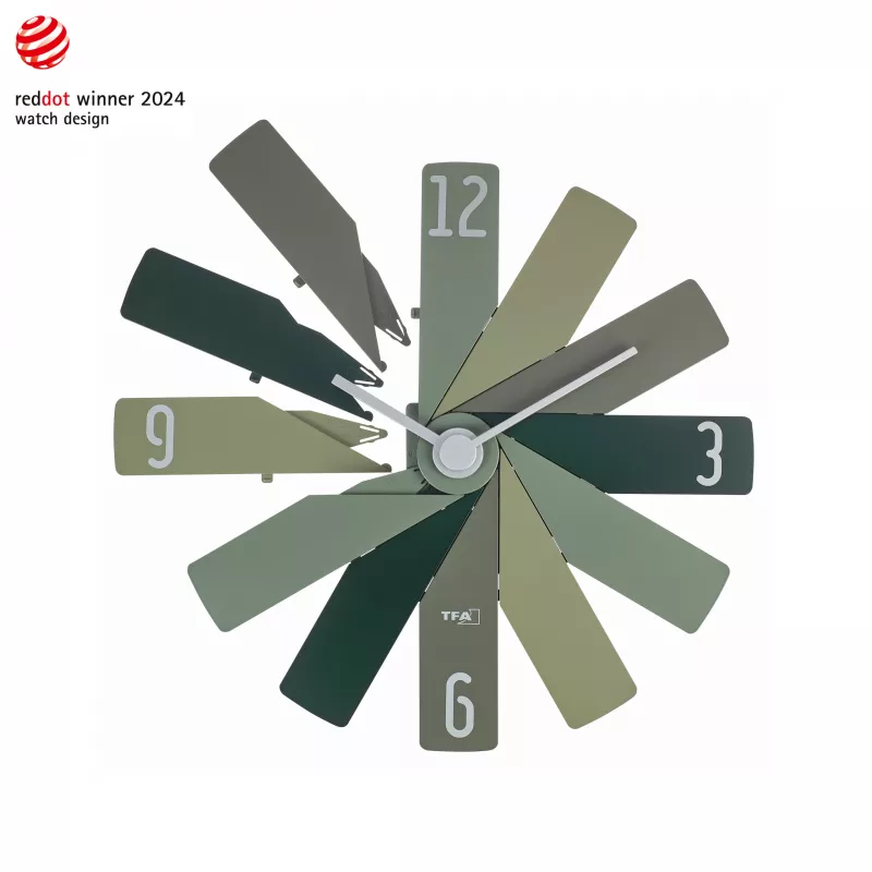 TFA Dostmann 60.3020.04 Reloj de pared de cuarzo 400 mm verde oliva segundero deslizante
