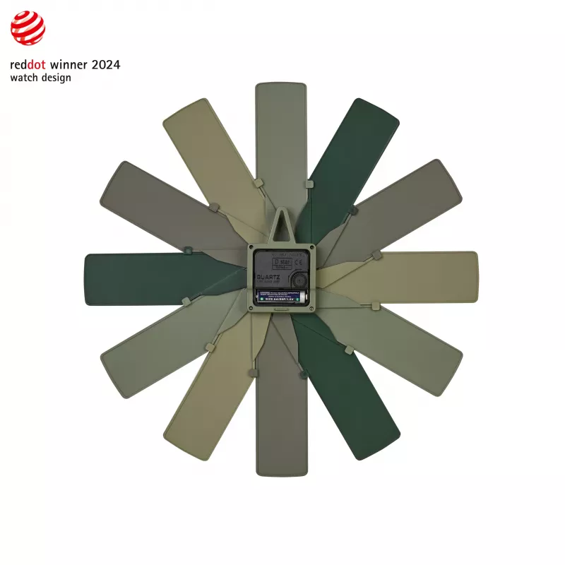 TFA Dostmann 60.3020.04 Reloj de pared de cuarzo 400 mm verde oliva segundero deslizante