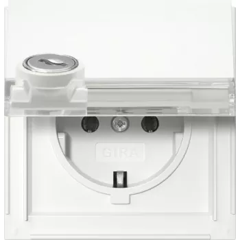 Gira 446766 Toma de corriente SCHUKO con interruptor de llave, cierre distinto, 16 A, 250 V, empotrar, blanco puro brillante
