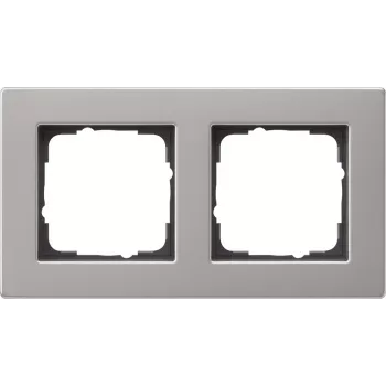 Gira E2 Marco embellecedor 2 tomas plano acero inoxidable 0212335