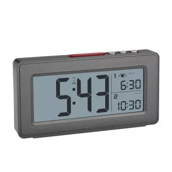 TFA Dostmann 60.2563.10 Despertador radiocontrolado, doble alarma, antracita