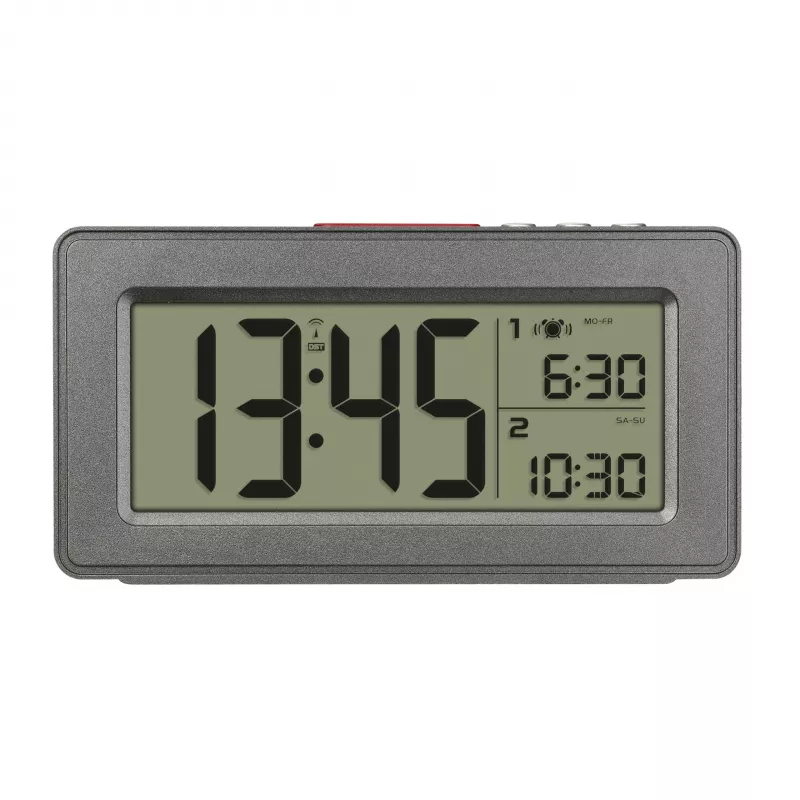 TFA Dostmann 60.2563.10 Despertador radiocontrolado, alarma doble, antracita